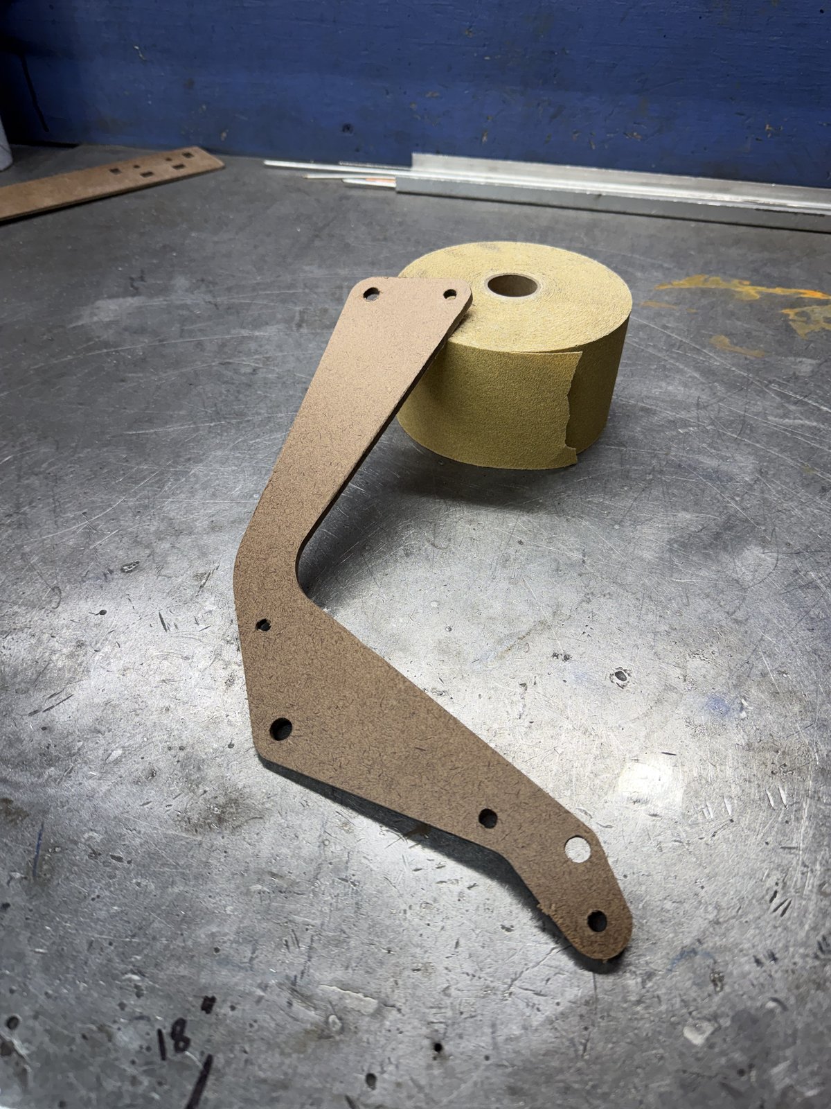 Cardboard template used to prototype a bracket design